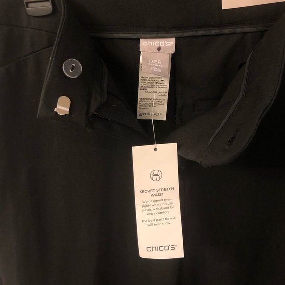 NWT Chico’s Secret Stretch Straight Leg Black Pants Size 6 (Chico’s Sz 0.5) - Picture 6 of 12